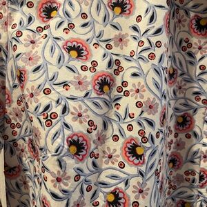 Talbots Floral Blouse with Red and Blue Accents